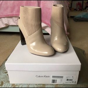 Calvin Klein Beige Klara Cocoon Leather Booties
